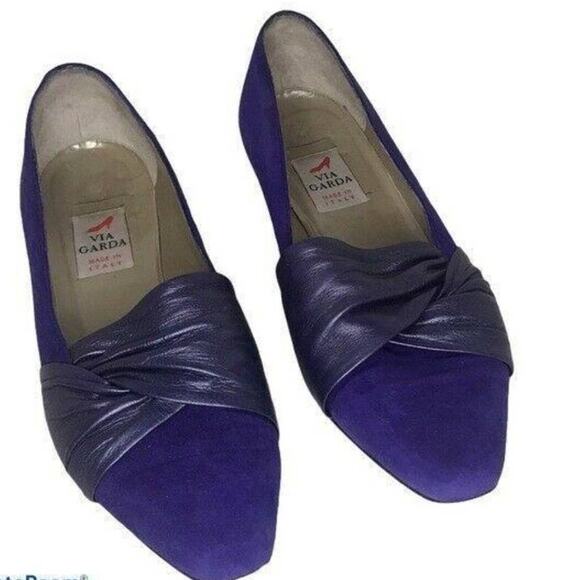 Via Garda Purple Leather Slip-On Loafers Made in Italy Size 7 - Picture 6 of 9
